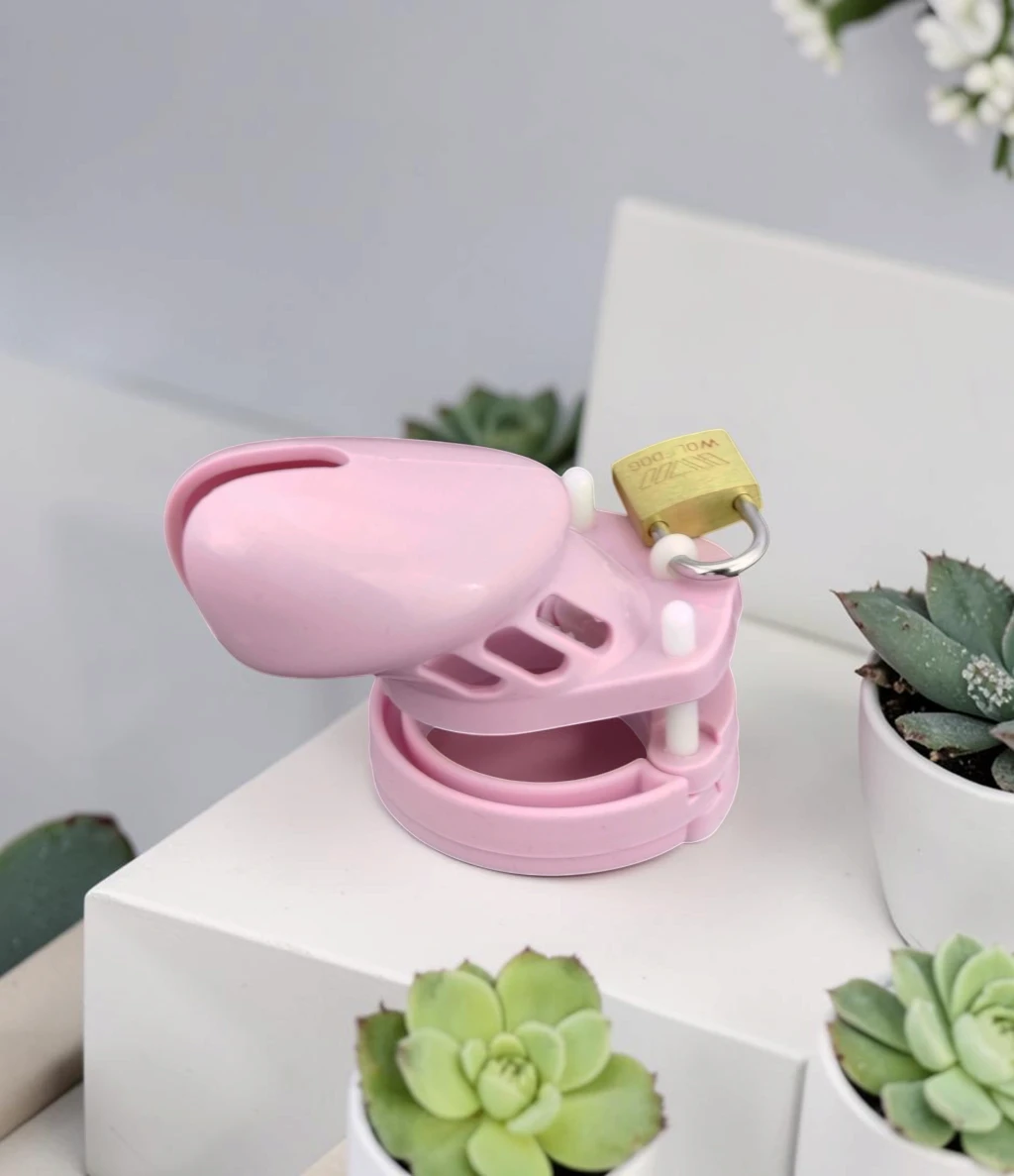 Raaz Lock – Pink Male Chastity Cage with Interchangeable Rings